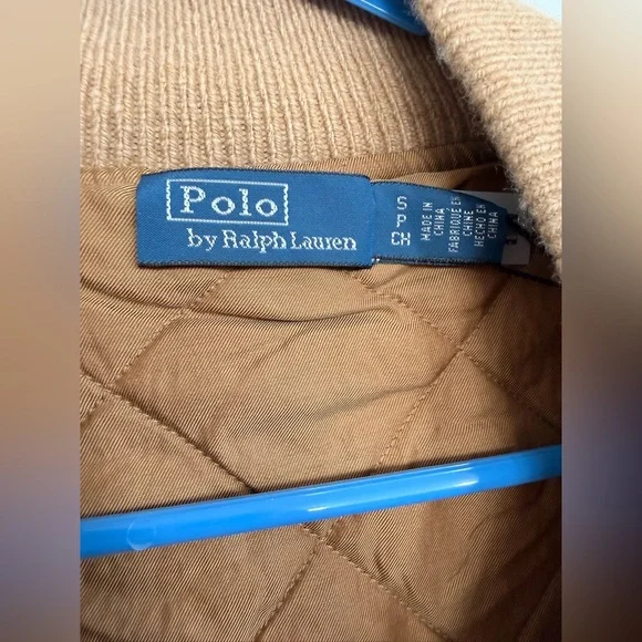 NWT Ralph Lauren - Cable-knit wool-cashmere bomber jacket, size Small, in Camel - Picture 9 of 12